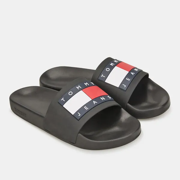Image of Tommy Jeans Womens Leather Slider Sandals - UK 3 Black Sandals female EN0EN02115 3