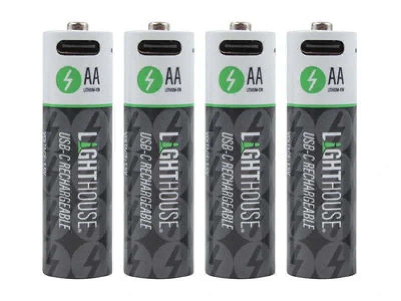 Image of Lighthouse USB-C Rechargeable Li-ion AA Battery Pack of 4 BATUSBAA
