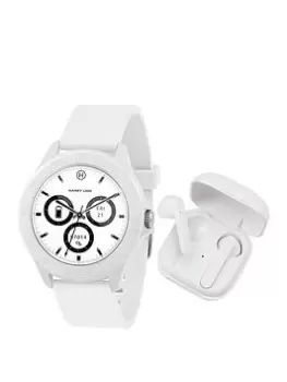 Image of Harry Lime Harry Lime Fashion Smartwatch In White Featuring True Wireless Stereo Earbuds In Charging Case Ha07-2000-Tws