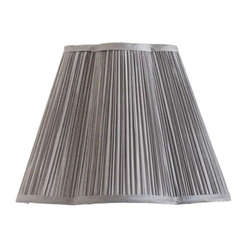 Image of ValueLights ValueLights Loralei Dark Grey Pleated Faux Silk Scalloped Easy Fit Lamp Shade Size: Large Dark Grey Large Unisex 5016529272243