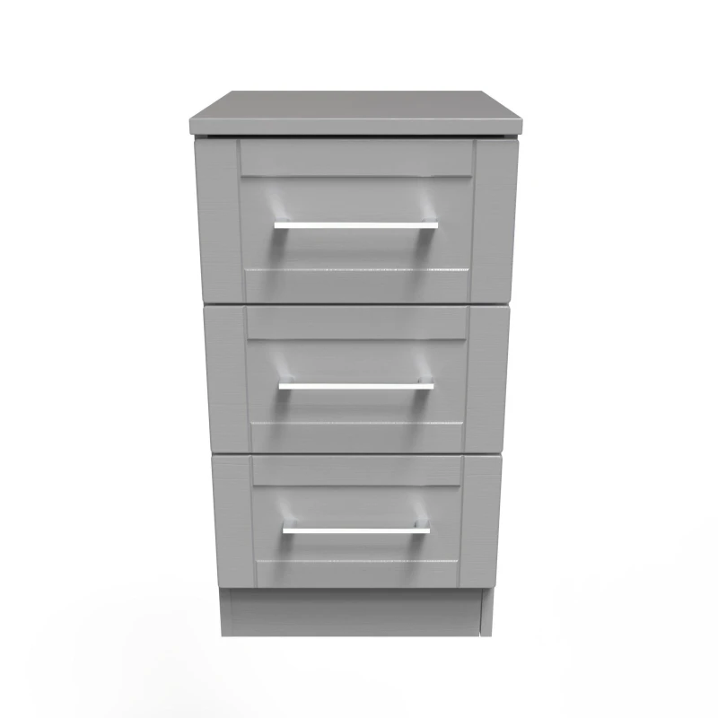 Image of Ripon 3 Drawer Bedside Cabinet In Grey Ash (Ready Assembled)