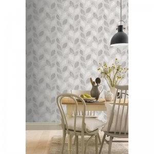 Image of Linen Leaf Wallpaper