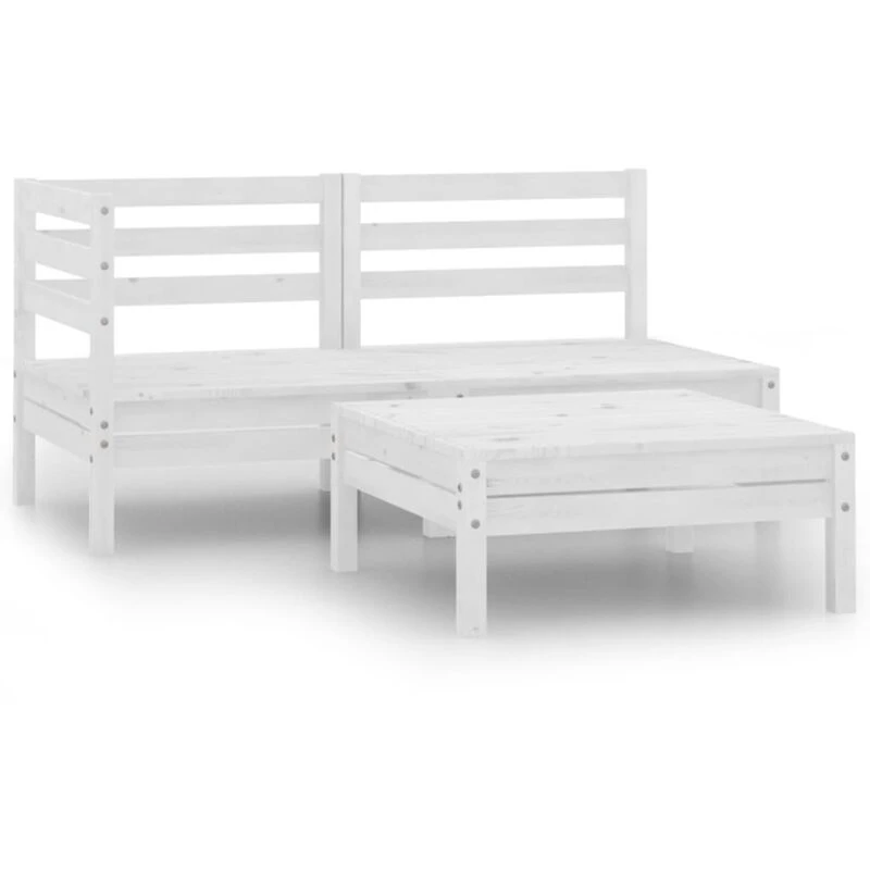 Image of VIDAXL 3 Piece Garden Lounge Set Solid Pinewood White Vidaxl 8720286659120