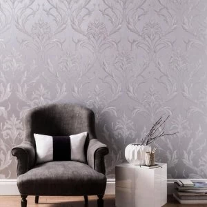 Image of Boutique Silver & Grey Oxford Wallpaper - One size