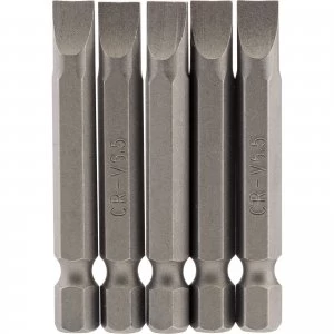 Image of Draper Slotted Screwdriver Bit 6.5mm 50mm Pack of 5
