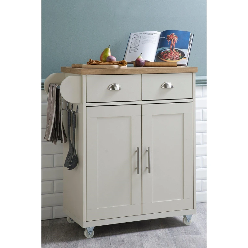 Image of Homelife Sherbourne Kitchen Island - Cream Cream One Size