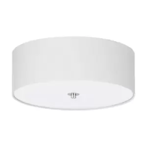 Image of Eglo Pasteri White Fabric Flush Ceiling Light