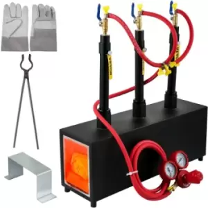 Image of VEVOR Propane Knife Forge, Farrier Furnace with Three Burners, Portable Square Metal Forge with an Open Structure, Large Capacity, for Blacksmithing,