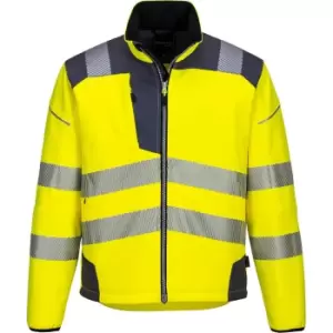 Image of Portwest PW3 Hi Vis Soft Shell Winter Rain Jacket Yellow / Grey S