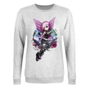 Image of Hexxie Womens/Ladies Totally Winging It Violet Sweatshirt (S) (Heather Grey)