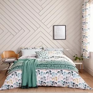 Image of Helena Springfield Liv Tolka Teal Pom Pom Knitted Throw Teal (Blue)