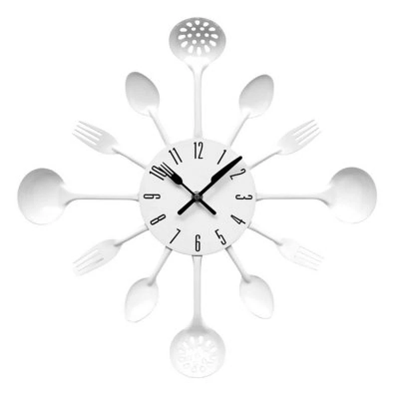 Image of Premier Housewares Maison by Premier White Cutlery Metal Wall Clock White