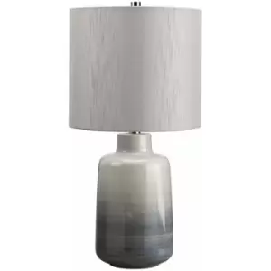 Image of Table Lamp Small Light Grey Shade Blue & Grey Glaze Blue and Grey LED E27 60W