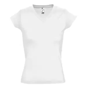 Image of SOLs Womens/Ladies Moon V Neck Short Sleeve T-Shirt (S) (White)