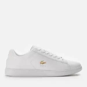 Image of Lacoste Womens Carnaby Evo 0722 1 Leather Cupsole Trainers - White/Gold - UK 8