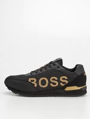 Image of Hugo Boss Parkour Nylon Runner Trainers Black/Gold Size 7 Men