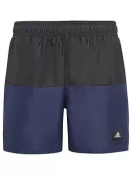 Image of adidas Boys Colourblock Swim Short - Black/Multi, Black/Multi, Size 7-8 Years