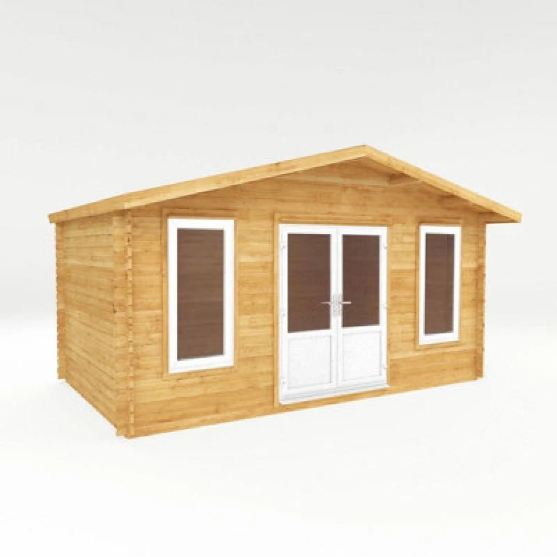 Image of Mercia 5 X 3 M Retreat Log Cabin With White Upvc Windows And Doors - 44mm - Timber - L342.8 X W513.5 X H287.6cm - Brown