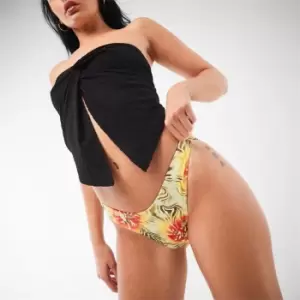 Image of Missguided Tropical Print High Leg Boomerang Bikini Bottoms - Multi