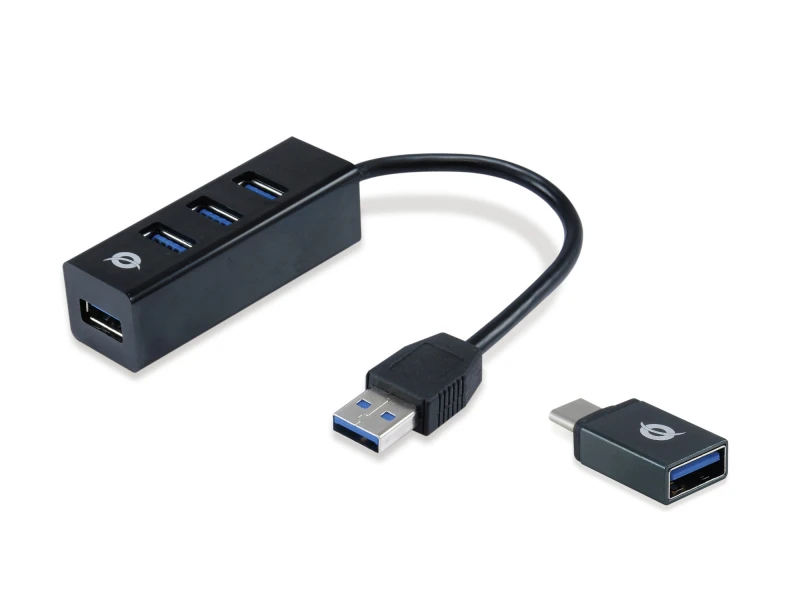 Image of Conceptronic HUBBIES 4-Port USB 3.0 Hub with USB-C OTG Adapter