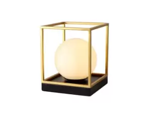 Image of Table Lamp, 1 Light E14, Matt Black, Painted Gold