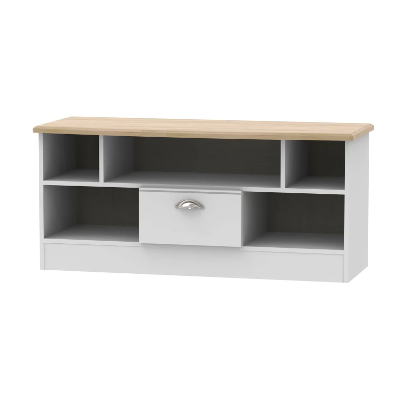 Image of Albert 1 Drawer TV & Media Unit In Grey Matt & Oak (Ready Assembled)
