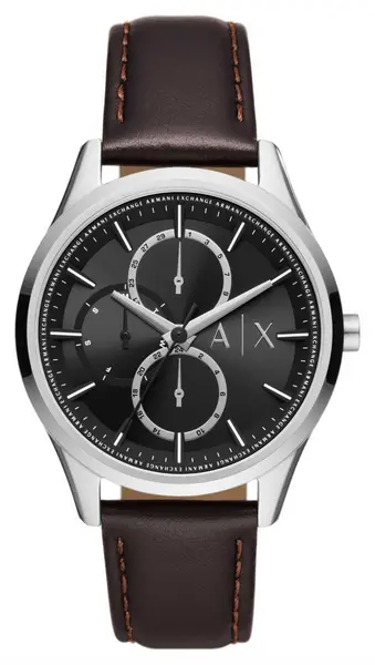 Image of Armani Exchange AX1868 Mens Black Dial Brown Leather Watch