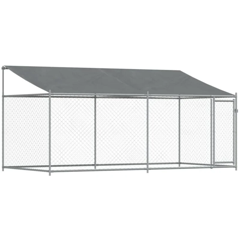 Image of VIDAXL Dog Cage with Roof and Door Grey 4x2x2 m Galvanised Steel Vidaxl 3209568