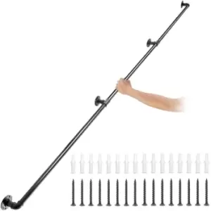 Image of VEVOR Pipe Stair Handrail,Staircase Handrail, 440LBS Load Capacity Carbon Steel Pipe Handrail, Industrial Pipe Handrail with Wall Mount Support,