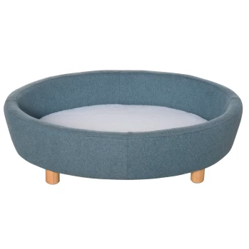 Image of PawHut Pet Sofa Couch for Medium-Sized Dog Cushioned Bed Wooden legs, Light Blue 81cm x 61cm x 24cm Blue