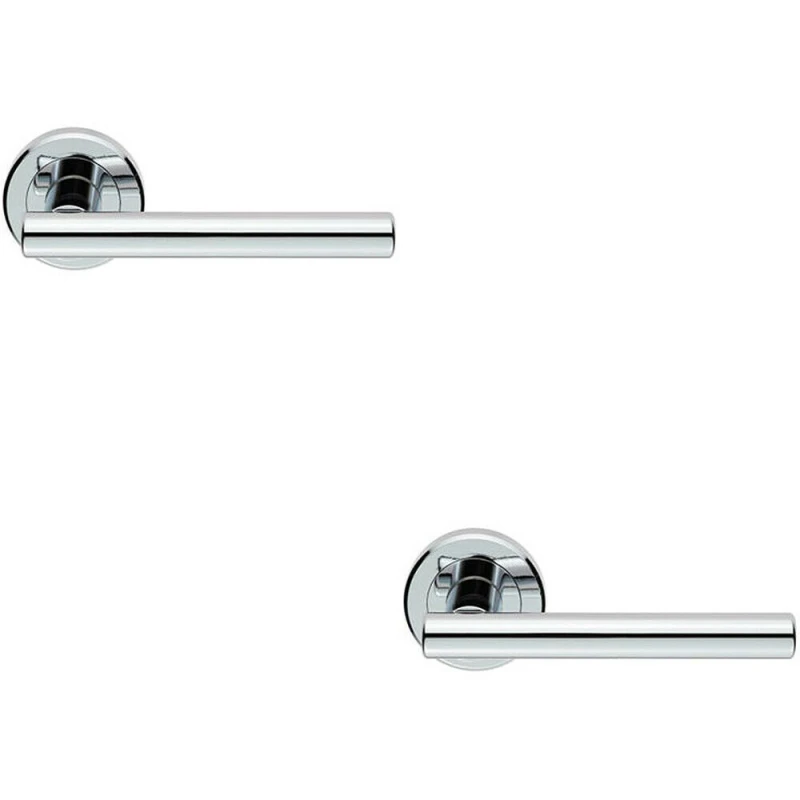 Image of Loops 2x PAIR Straight T Bar Handle on Round Rose Concealed Fix Polished Chrome Multi