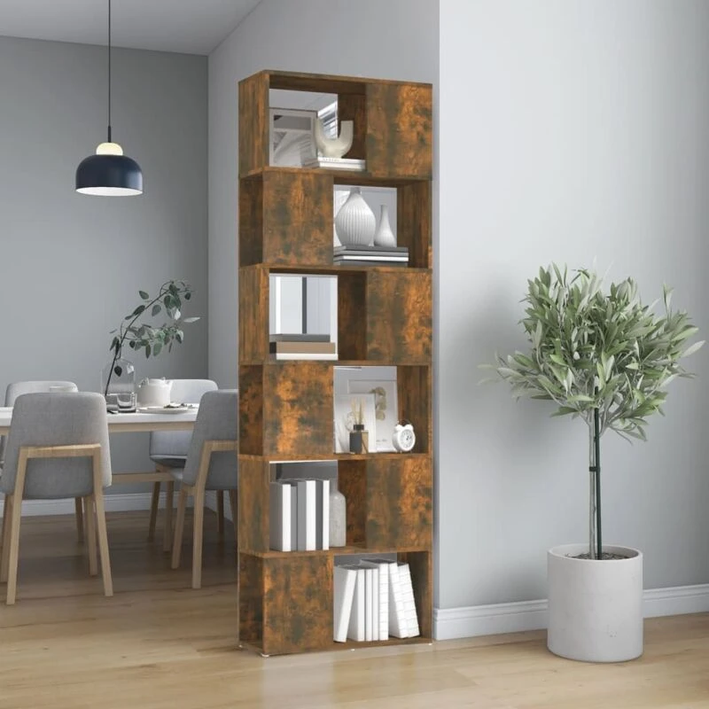 Image of Vidaxl Book Cabinet/Room Divider Smoked Oak 60X24X186 Cm, Brown 816032