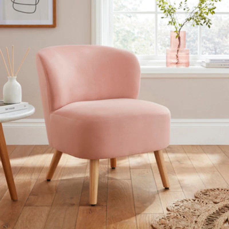Image of GFW Evie Blush Pink Velvet Fabric Accent Chair