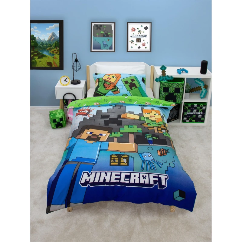 Image of Minecraft Levels Single Panel Duvet Multicolour unisex Single