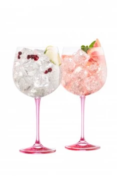 Image of Galway Crystal Pink Gin Glass Pair Pink