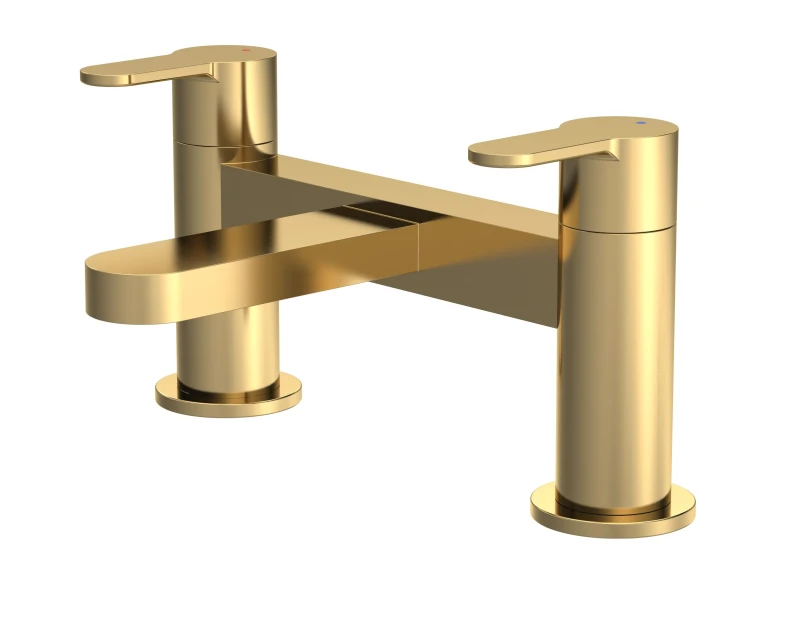 Image of Balterley Round Deck Mounted Bath Filler Tap Brushed Brass Metallics unisex