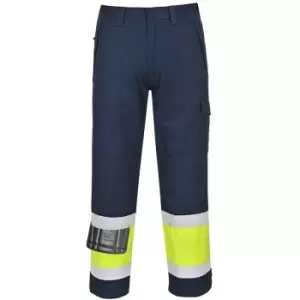 Image of Portwest - MV26YNRS - sz S Hi-Vis Modaflame Trouser - MV26 Yellow/Navy