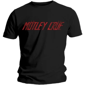 Image of Motley Crue - Distressed Logo Unisex Large T-Shirt - Black