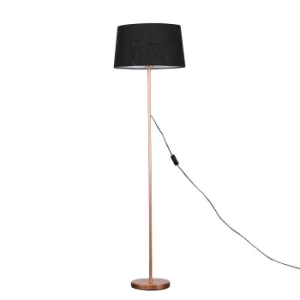 Image of Charlie Copper Floor Lamp with Black Doretta Shade