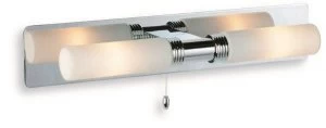 Image of 2 Light Switched Bathroom Over Mirror Wall Light Chrome, Opal Glass IP44, G9