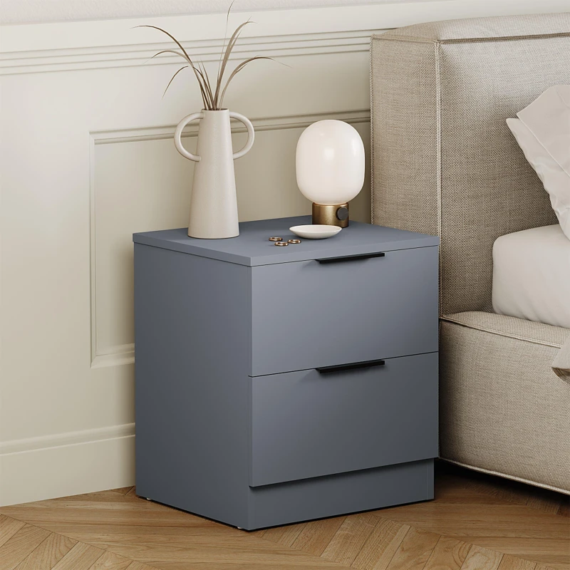 Image of Lassic Trega 2 Drawer Bedside Chest Grey unisex 2 Drawer