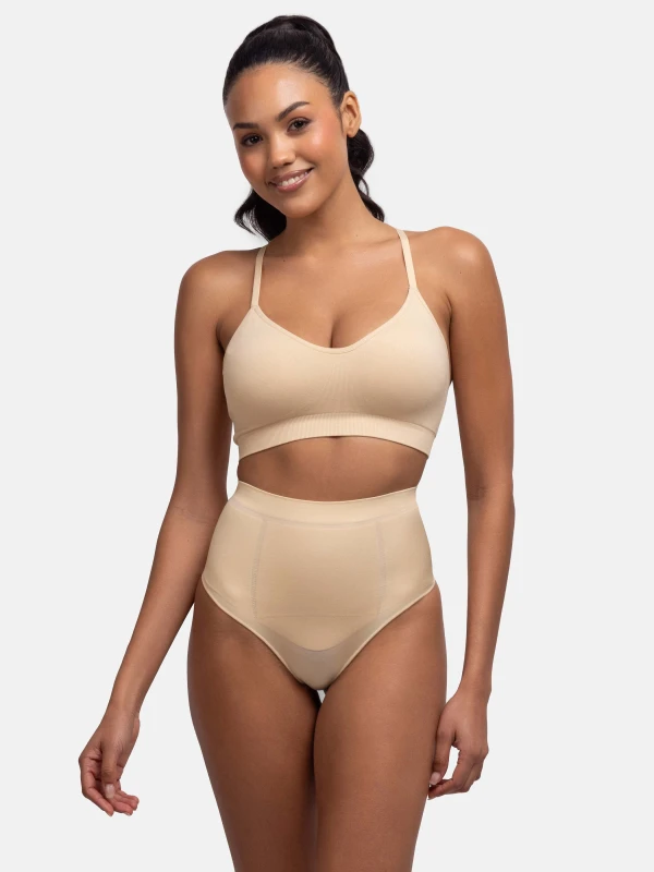 Image of Dorina Womens Mid Waist Thong Beige Size: 2XL Beige Female 2XL