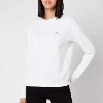 Image of Tommy Jeans Womens Regular Fleece Sweatshirt - White - S