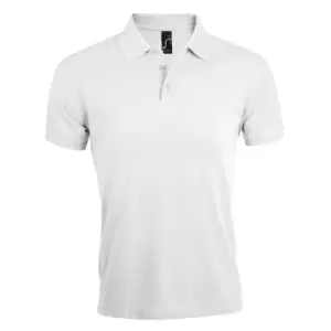 Image of SOLs Mens Prime Pique Plain Short Sleeve Polo Shirt (M) (White)