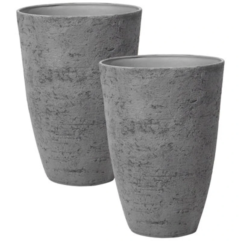 Image of Beliani Set Of 2 Plant Pots Camia 51cm Grey