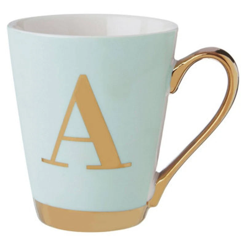 Image of Premier Housewares Mimo Green Frosted Deco A Letter Monogram Mug Green unisex