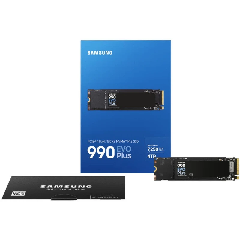Image of Samsung 990 Evo PLUS 4TB PCIe 4.0 / 5.0 Hybrid NVMe SSD M.2 2280 - MZ-V9S4T0BW - Read 7250MB/s, Write 6300MB/s