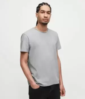 Image of AllSaints Mens Bodega Crew T-Shirt, Glass Grey, Size: S