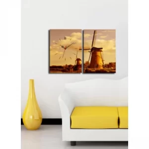 Image of 2P3040CS-84 Multicolor Decorative Canvas Wall Clock (2 Pieces)