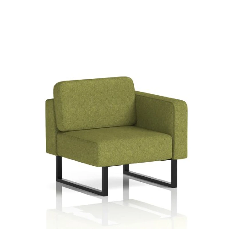 Image of Brixworth Modular Seating Left Unit with Black in Rivet Fabric - Olive